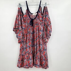Umgee Cold Shoulder Paisley Print Casual Top